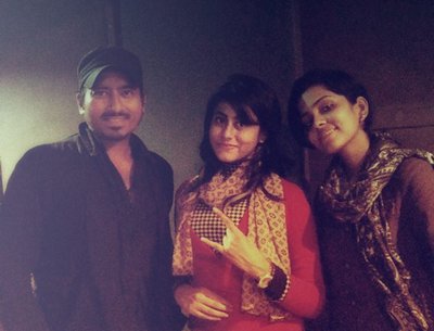 with naumi, doing the lyrics of shokhiya , a movie song with nagib hawk from jadughor.