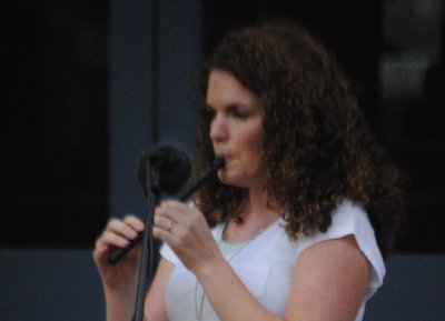 Holly Breivik on whistle, Music on the Steps, July 2014.