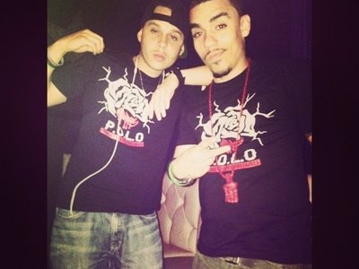 Rocking the official Concrete Rose T with fellow supporter and homie Capone at my performance