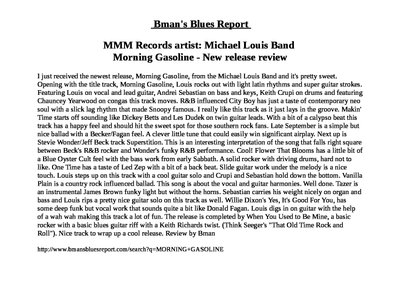 TMLB MORNIN GASOLINE BMANS BLUES REPORT REVIEW 