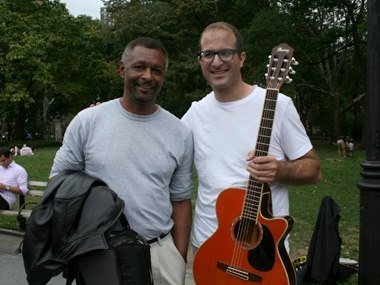 Larry Potillo and Phil kaplan the founder of Fandalism. Attending a NYC music Jam day