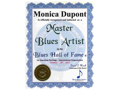 Blues Hall of Fame certificate