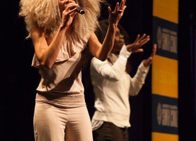 Performing at UCSC for the MLK Convocation. Special guest, Angela Davis