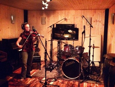 Laying down some strings for new EP. The lovely and talented Jess of the NovaScotiables. So excited
