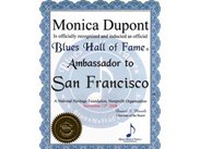 Blues Hall of Fame certificate