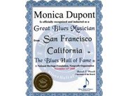 Blues Hall of Fame certificate