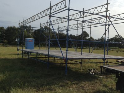 stage taking shape at Brendans 40th in Hamel near Waroona 