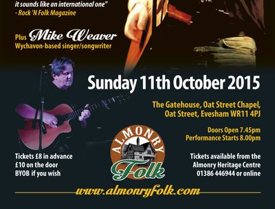 Dom Duff at The Gatehouse, Evesham, Sun 11th October with support from Mike Weaver