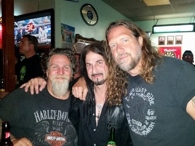 AOB members L-R Tim Starace~ bass, Chris Risola~ guitar, Kenny Rhino Earl~vocals and drums