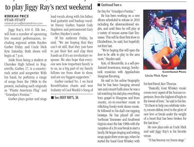Story on Jiggy Rays show on 9/19/15