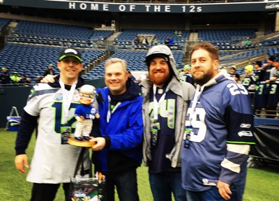 The 12 Train on the sidelines before a Seahawks game...the Hawks are on board! 