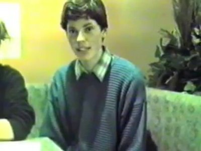 Andreas Klamm Sabaot on a TV program for Radio TV IBS Liberty in 1987.