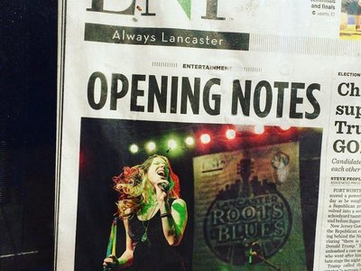 Juls on the cover of the local paper after opening for Maceo Parker at Lancaster Roots and Blues