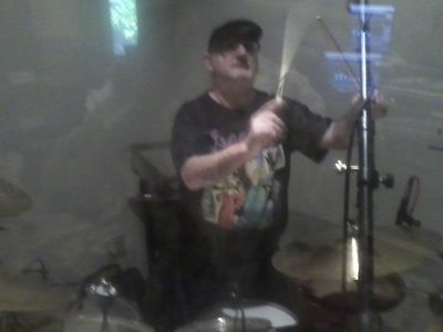Randy in the drum booth at Jim Harris Studios, Myrtle Beach