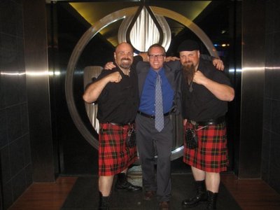 Campbell Brothers/Mudpipers with Oilers VP of Broadcasting Gord Redel