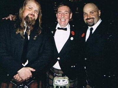 Campbell Brothers/Mudpipers with the Late great John Allan Cameron photo by Glenn Healy