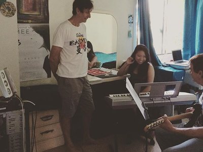 Putting together Mind's Sky at Galeforce Studios: Baz Gale, pianist Hinako and guitarist Alan Nunni