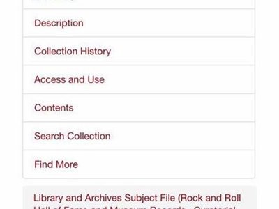 Canaan listed in the catalog of the Rock & Roll Hall of Fame and Museum's Library & Archives U.S