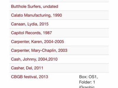 Canaan listed in the catalog of the Rock & Roll Hall of Fame and Museum's Library & Archives U.S.