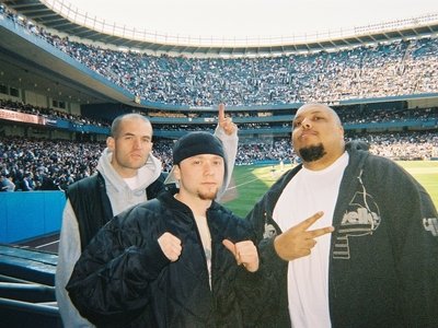Potluck and Dj Just One at the OG NY Yankee Stadium (Rap music took us from Cali to NY for a show an