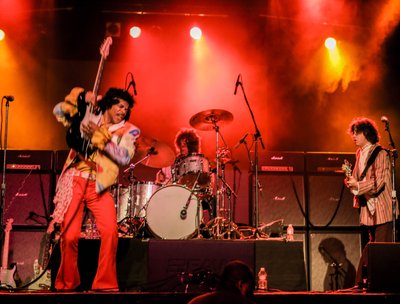 Kiss The Sky as the Jimi Hendrix Experience in Monterey Pop 1967 wardrobe