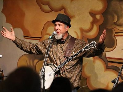 Taken at The Steynberg Cafe, San Luis Obispo, CA. "Songwriters at Play" triubte to Woody Guthrie.