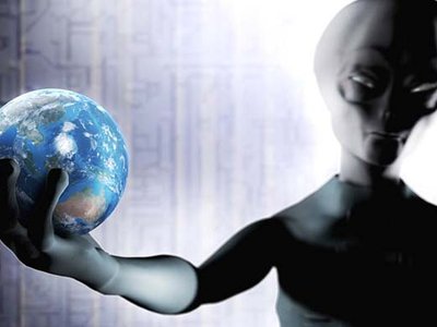 Alien looking at earth