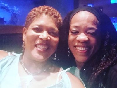 With Evelyn Champagne King after the show. Sang background for her and her husband Freddie Fox.