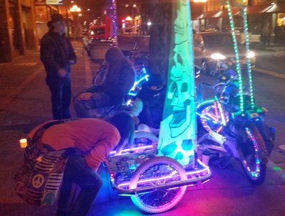 Lights on Bikes downtown Eugene