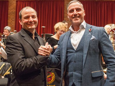 With Maestro Guy Bennett conductor of the Emsworth Concert Band, Magic of Christmas Concert.