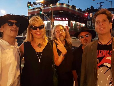 Outside The Whisky A Go Go with our name on the marquee