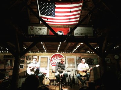 At the Station with Steve Rempis and Jeff Lane during Love Lies and Lyrics.