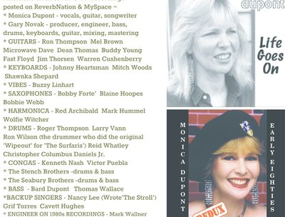 COMPLETE LIST OF MUSICIANS ON MONICA'S AVAILABLE TRACKS ON REVERBNATION