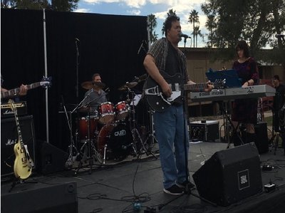 Rage Event, 1/14/2017: L to R - Brad (Bass); Andy (Drums); thurane (Vocals & Guitar); Katie (Keys)