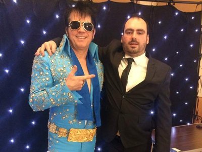Me & Elvis on set of tribute to Elvis Presley