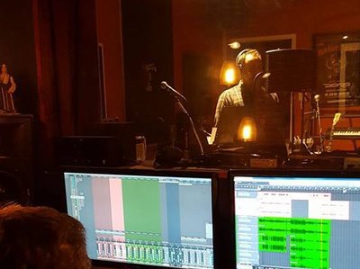 Recording with The Juggernaut String Band, March 2017