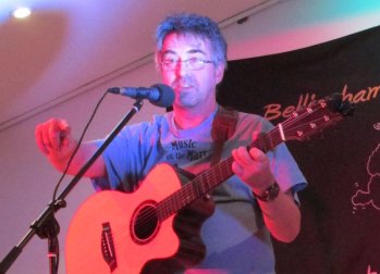 Trying out some new songs at a BAAclub event in Tarset