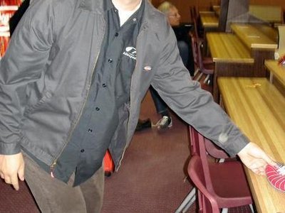Clockwise at the bowling alley.