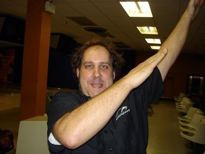 Jason limbering up for some bowling.