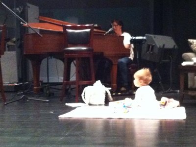 warm up and sound check with baby in tow!