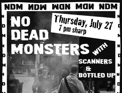 No Dead Monsters Fort Reno show flyer B/W