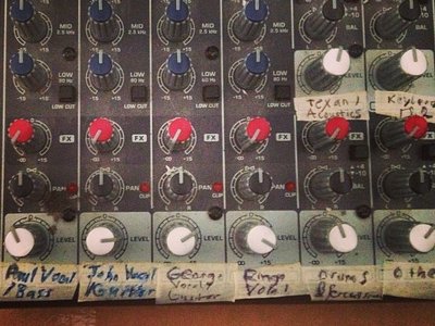 Mixer for The Anglomaniacs circa 2013. Each channel is for a each of the separate instrument/vocals.