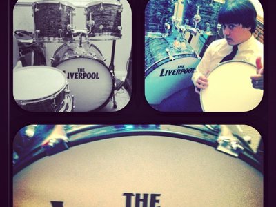 The drum kit of The Anglomaniacs, used throughout the show.