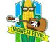 The Midwest Revue logo, Cob a left handed guitar playing ear of corn. Available on T-shirts!
