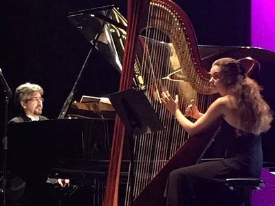 Premiering my original composition with Daniel del Pino, pianist.