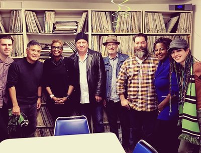 Paula Boggs Band w/KBCS 91.3FM DJs Iaan Hughes and Winona Hauge after in-studio performance.