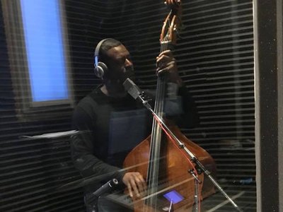 Paranoid Image Pianist, Bassist, Composer & Founder Christopher Malone laying down some bass tracks