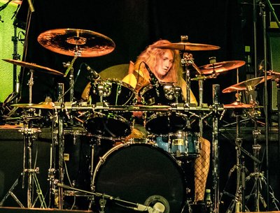 Liz on drums