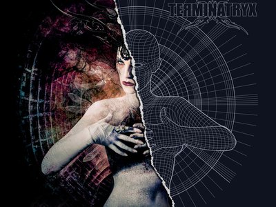 The TERMINATRYX "Shadow" cover design and its remix album "Remyx v2.0" are slickly linked
