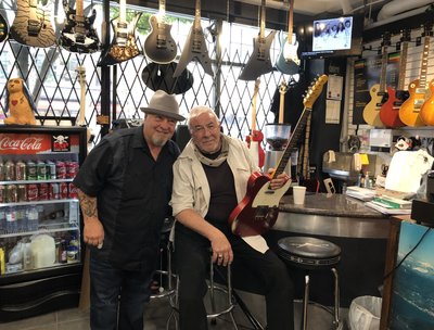 Brian Holden and Jim Byrnes at Westcoast Guitars